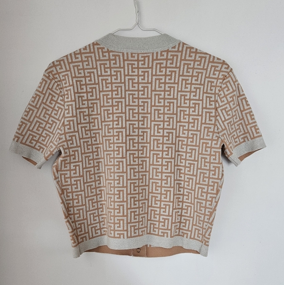Balmain short sleeve crop top monogram cardigan Medium M - Picture 2 of 5